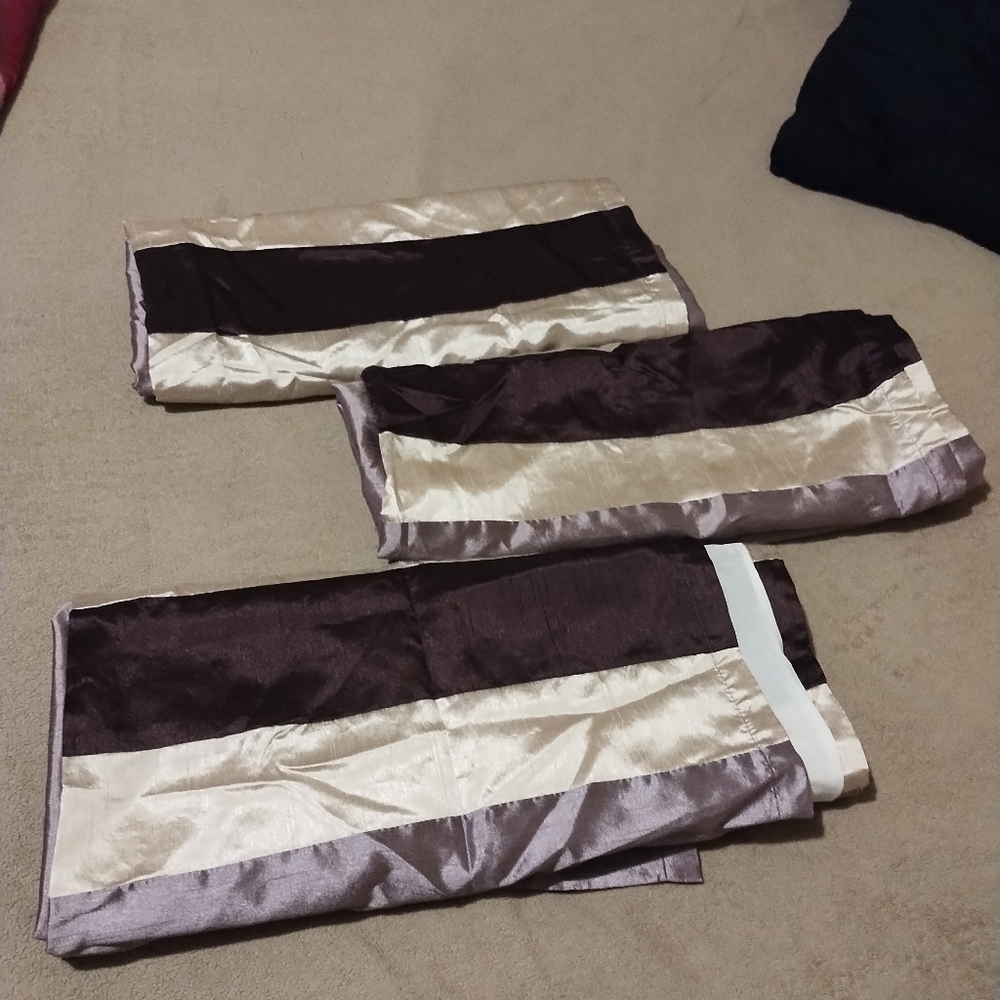Elegant Striped Curtains Set Of 3